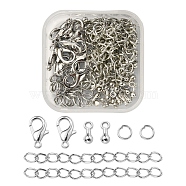 DIY End Chain Making Kit, Including Alloy Charms & Clasps, Iron Ends Chains & Jump Rings, Platinum, 80pcs/box(DIY-YW0005-55P)