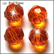 Imitation Austrian Crystal Beads, Grade AAA, Faceted(32 Facets), Round, Orange Red, 8mm, Hole: 0.9~1.4mm(SWAR-F021-8mm-372)