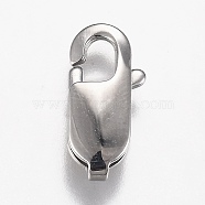 316 Surgical Stainless Steel Lobster Claw Clasps, Manual Polishing, Stainless Steel Color, 16x7.5x3.7mm, Hole: 1.5mm(X-STAS-Z013-02C)