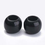Opaque Acrylic Beads, Large Hole Beads, Round, Black, 22x19mm, Hole: 8.5mm, about 85pcs/500g(SACR-S300-15F-02)