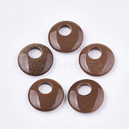 Synthetic Goldstone Pendants, Flat Round, 28x6~7mm, Hole: 10mm(G-S349-21B)