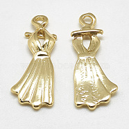 Brass Pendants, Dress, Real 18K Gold Plated, 22.5x9x2mm, Hole: 1.5mm(X-KK-N200-055)