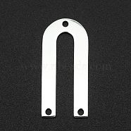 201 Stainless Steel Arch Chandelier Components Links, 3 Hole Links, Laser Cut, U Shape, Stainless Steel Color, 26x12x1mm, Hole: 1.6mm(STAS-R111-LA094)