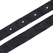 10 Yards 2 Styles Polyester Ribbons, with Plastic Buttons, Black, 3/4 inch(18mm), 5 yards/style(OCOR-GF0002-21)