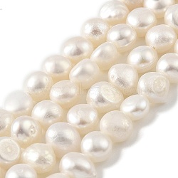 Natural Cultured Freshwater Pearl Beads Strands, Two Sides Polished, Floral White, 5~6mm, Hole: 0.5mm, about 31pcs/strand, 6.89''(17.5cm)(PEAR-A006-04D)