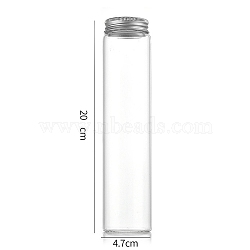 Column Glass Screw Top Bead Storage Tubes, Clear Glass Bottles with Aluminum Lips, Silver, 4.7x20cm, Capacity: 260ml(8.79fl. oz)(CON-WH0086-094J-01)