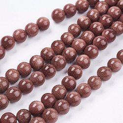 Synthetic Goldstone Bead Strands, Round, 8mm, Hole: 1mm, about 48pcs/strand, 14.9 inch(G-R193-04-8mm)