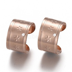304 Stainless Steel Ear Cuff Findings, with Hole and Star Pattern, Rose Gold, 11x10x7mm, Hole: 0.9mm(STAS-P249-20RG)