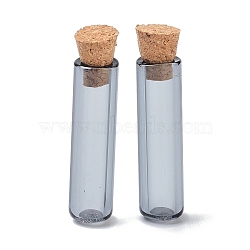 Tube Glass Cork Bottles Ornament, Glass Empty Wishing Bottles, DIY Vials for Pendant Decorations, Silver, 0.8x3.5cm(AJEW-O032-04C)