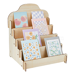 4 Tier Wooden Greeting Card Display Stand, Card Display Risers, PapayaWhip, 30x26.4x35cm(ODIS-WH0022-31)