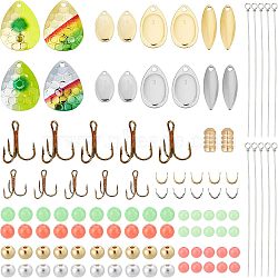 Fishing Accessories, Including Iron Fishing Gear, Fishing Lures, PE Fishing Luminous Beads, Claws Hooks and Eye Pins, Mixed Color, 6x6x1.5mm, Hole: 1mm(FIND-FH0002-47)