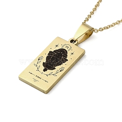 304 Stainless Steel Black Enamel Rectangle with Constellation Pendant Necklaces, Golden, Virgo, 15.75~17.72 inch(40~45cm)(NJEW-I128-01L)