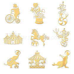 Nickel Decoration Stickers, Metal Resin Filler, Epoxy Resin & UV Resin Craft Filling Material, Golden, Carnival, Circus, Horse, 40x40mm, 9pcs/set(DIY-WH0450-112)