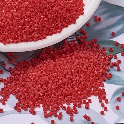 MIYUKI Delica Beads, Cylinder, Japanese Seed Beads, 11/0, (DB0727) Opaque Vermillion Red, 1.3x1.6mm, Hole: 0.8mm, about 2000pcs/bottle, 10g/bottle(SEED-JP0008-DB0727)