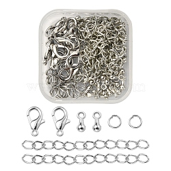 DIY End Chain Making Kit, Including Alloy Charms & Clasps, Iron Ends Chains & Jump Rings, Platinum, 80pcs/box(DIY-YW0005-55P)