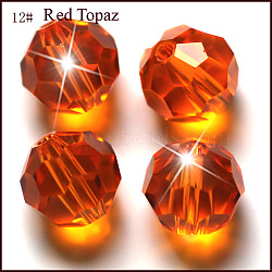 Imitation Austrian Crystal Beads, Grade AAA, Faceted(32 Facets), Round, Orange Red, 8mm, Hole: 0.9~1.4mm(SWAR-F021-8mm-372)