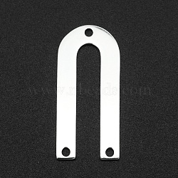 201 Stainless Steel Arch Chandelier Components Links, 3 Hole Links, Laser Cut, U Shape, Stainless Steel Color, 26x12x1mm, Hole: 1.6mm(STAS-R111-LA094)
