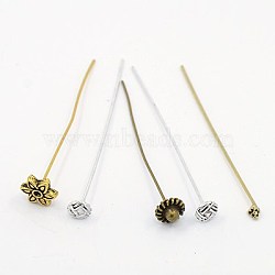 Alloy Pins, Mixed Style, Mixed Color, 53~58mm, Pin Head: 3.5~6x3.5~6mm, Pin: 1mm(X-PALLOY-MSMC007-M)