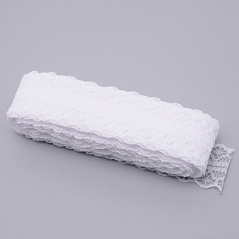 Nonelastic Lace Trim, Polyester Ribbon for Jewelry Making, White, 1-1/8 inch(29mm), 10m/bag