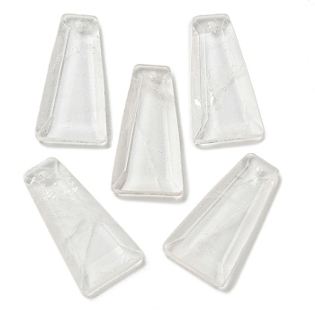 Natural Quartz Crystal Pendants, Rock Crystal Faceted Trapezoid Charms, 25x13x4mm, Hole: 1mm