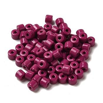 Opaque Acrylic Beads, Column, Medium Violet Red, 6.5x5mm, Hole: 2.2mm