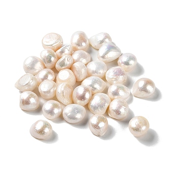 Natural Cultured Freshwater Pearl Beads, Two Sides Polished, No Hole, Oval, Grade AAA, WhiteSmoke, 10~14x10~12x6~8mm