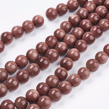Synthetic Goldstone Bead Strands, Round, 8mm, Hole: 1mm, about 48pcs/strand, 14.9 inch