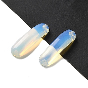 Opalite Connector Charms, Curved Rectangle Links, 36.5~37x10~10.5x7~8mm, Hole: 1.5mm & 2.4mm