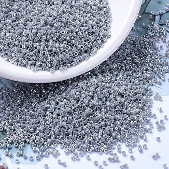 MIYUKI Delica Beads, Cylinder, Japanese Seed Beads, 11/0, (DB1570) Opaque Ghost Gray Luster, 1.3x1.6mm, Hole: 0.8mm, about 10000pcs/bag, 50g/bag