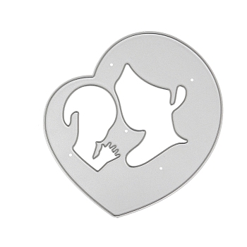 Mother's Day Theme Heart & Woman & Child Carbon Steel Cutting Dies Stencils, for DIY Scrapbooking, Photo Album, Decorative Embossing Paper Card, Stainless Steel Color, 88x86mm