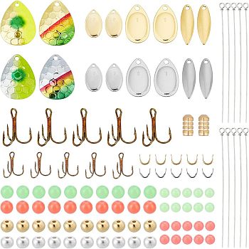 Fishing Accessories, Including Iron Fishing Gear, Fishing Lures, PE Fishing Luminous Beads, Claws Hooks and Eye Pins, Mixed Color, 6x6x1.5mm, Hole: 1mm