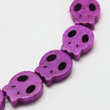 Skull Synthetic Turquoise Beads Strands, Dyed, Dark Violet, 15x13x4mm, Hole: 1mm, about 27pcs/strand, 15.7 inch