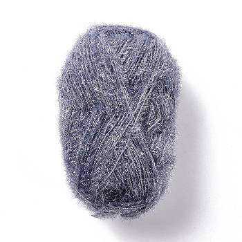 Polyester Crochet Yarn, Sparkling Scrubby Yarn, for Dish Scrubbies, Dishcloth, Decorating Crafts Knitting, Gray, 10~13x0.5mm, 218.72 yard(200m)/roll