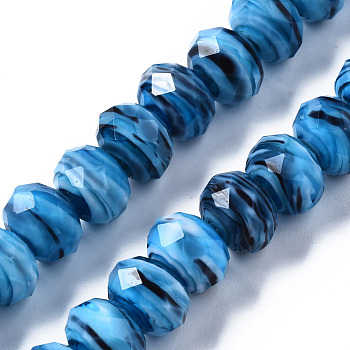 Handmade Lampwork Beads Strands, Abacus, Faceted, Dodger Blue, 11.5x8.5mm, Hole: 1.5mm, about 45pcs/strand, 15.16 inch(38.5cm)
