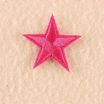 Computerized Embroidery Cloth Iron on/Sew on Patches, Costume Accessories, Appliques, Star, Deep Pink, 3x3cm