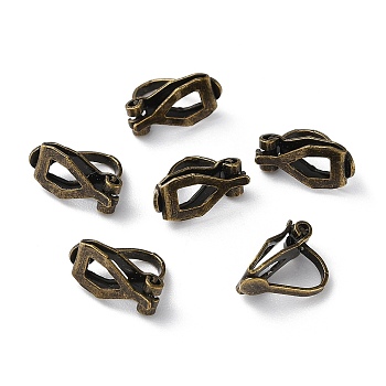 Brass Clip-on Earring Findings, for non-pierced ears, Antique Bronze, 13x6x8mm