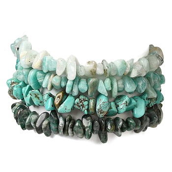 4Pcs Gemstone Beaded Stretch Bracelets Set, Inner Diameter: 2-1/8 inch(5.5cm), 4pcs/set