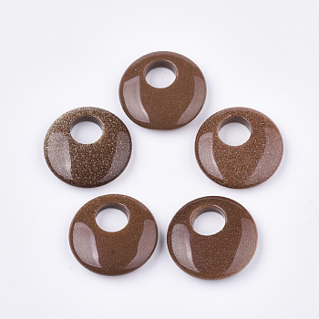 Synthetic Goldstone Pendants, Flat Round, 28x6~7mm, Hole: 10mm