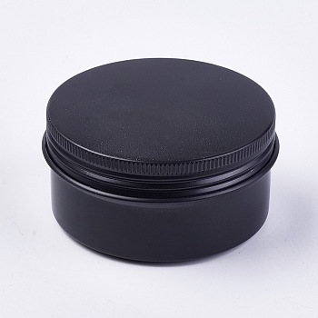 Round Aluminium Tin Cans, Aluminium Jar, Storage Containers for Cosmetic, Candles, Candies, with Screw Top Lid, Gunmetal, 7.1x3.5cm, capacity: 80ml