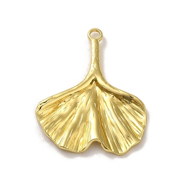 304 Stainless Steel Pendants, Real 18K Gold Plated, Ginkgo Leaf, 36x29x3mm, Hole: 2.6mm