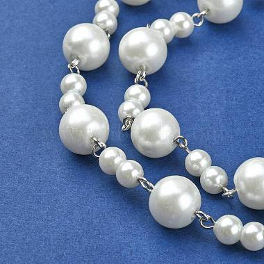 Handmade Round Glass Pearl Beads Chains for Necklaces Bracelets Making(AJEW-JB00055-01)-3