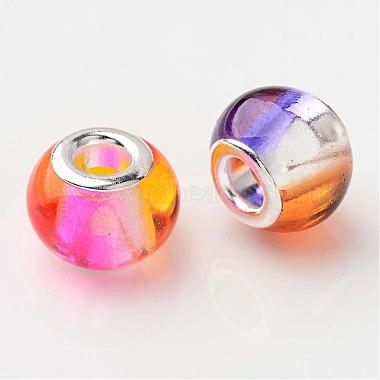 Mixed Color Spray Painted Two Tone Glass Rondelle Large Hole European Beads(X-GPDL-R003-M1)-2