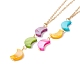 Natural Shell Crescent Moon Pendant Necklace with 304 Stainless Steel Chains for Women(NJEW-C016-13G)-1