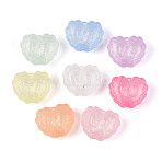 Luminous Frosted Transparent Acrylic Beads, Heart with Bowknot, with Glitter Powder, Glow in the Dark, Mixed Color, 13.5x16.5x10mm, Hole: 2.1mm, about 458pcs/500g(TACR-T029-25M)