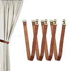 4Pcs Imitation Leather Curtain Tiebacks, Rod Holders, Hanging Decorations, with Alloy Findings, Sienna, 550x20x1.5mm(AJEW-FH0005-46)