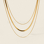 Fashion 304 Stainless Steel 3 Layered Snake Chain Necklaces for Women, Real 18K Gold Plated, 14.57 inch(37cm)(GS2900-1)