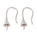 925 Sterling Silver Earring Hooks, Real Platinum Plated, 18.5x9.5mm, Pin: 0.7mm(STER-U005-13P)