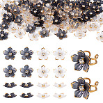 100Pcs 2 Colors Transparent Resin Sakura Flower Bead Caps, Golden Metal Enlaced, Mixed Color, 23~23.5x23.5x5.5mm, 50pcs/color(RESI-TA0005-57)