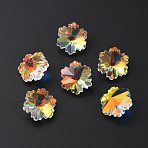 Faceted Glass Pendants, AB Color, Clear AB, Snowflake Charms, 14x12.5x7.5mm, Hole: 1.4mm(GLAA-WH0035-22A)