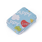 Tinplate Storage Box, Jewelry Box, for DIY Candles, Dry Storage, Spices, Tea, Candy, Party Favors, Rectangle with Word Happy & Love, Colorful, 9.6x7x2.2cm(X1-CON-G005-B01)